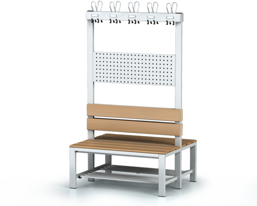 Double-sided benches with backrest and racks, beech sticks -  with a reclining grate 1800 x 1000 x 830